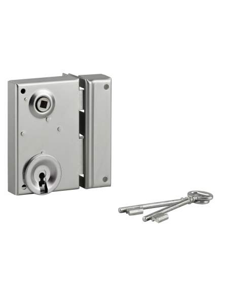 Lock for gate, 1/2 turn deadbolt, zinc plated, 70x110, right