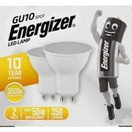 Lampadina GU10 LED, 350 Lumen, 4.2W/50W, 3000K, 2 pezzi. - ENERGIZER - Référence fabricant : ES16705