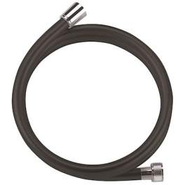 Shower hose 1.5m in smooth black PVC, chrome nut 15x21 - Valentin - Référence fabricant : 89740000500