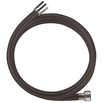 Shower hose 1.5m in smooth black PVC, chrome nut 15x21