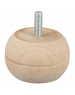 Pied cylindrique de lit M8 en hêtre brut naturel, hauteur 200 mm, diamètre 68 mm