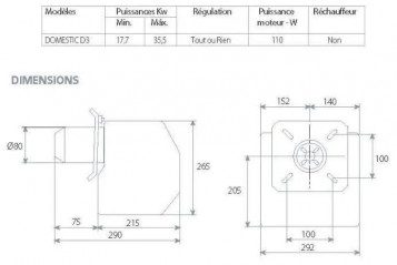 Bruleur Domestic diamètre 3, 17.7 à 35.5 Kw avec gicleur