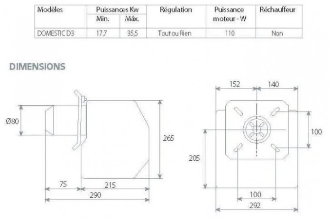 Domestic D3 burner 17.7 to 35.5 Kw with nozzle