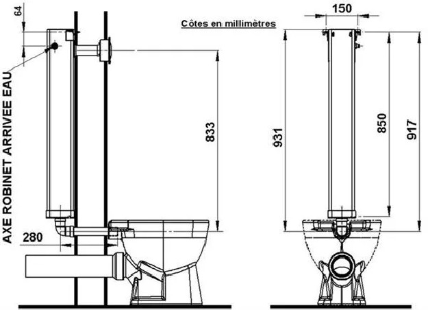 TUBCHASS" concealed tank 6L with recessed button