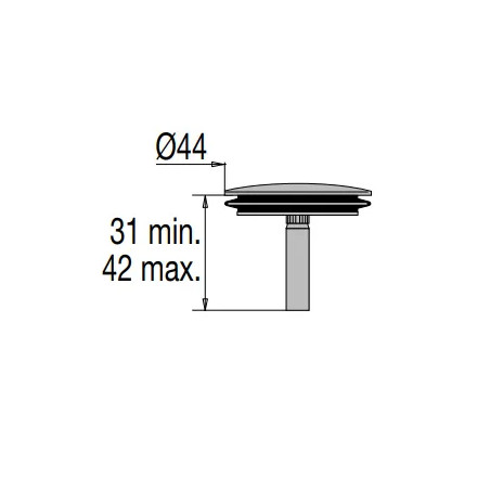 Stainless steel valve D.45 for cable bathtub drain