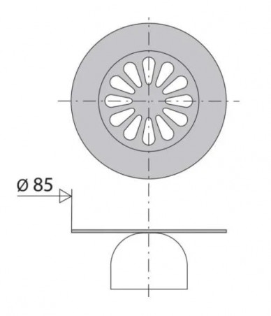 Grille cloche inox D.85 pour bonde sortie verticale