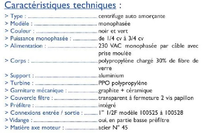 Pompe EDG 1/2.5 Ch. 9,5 m3 par heure