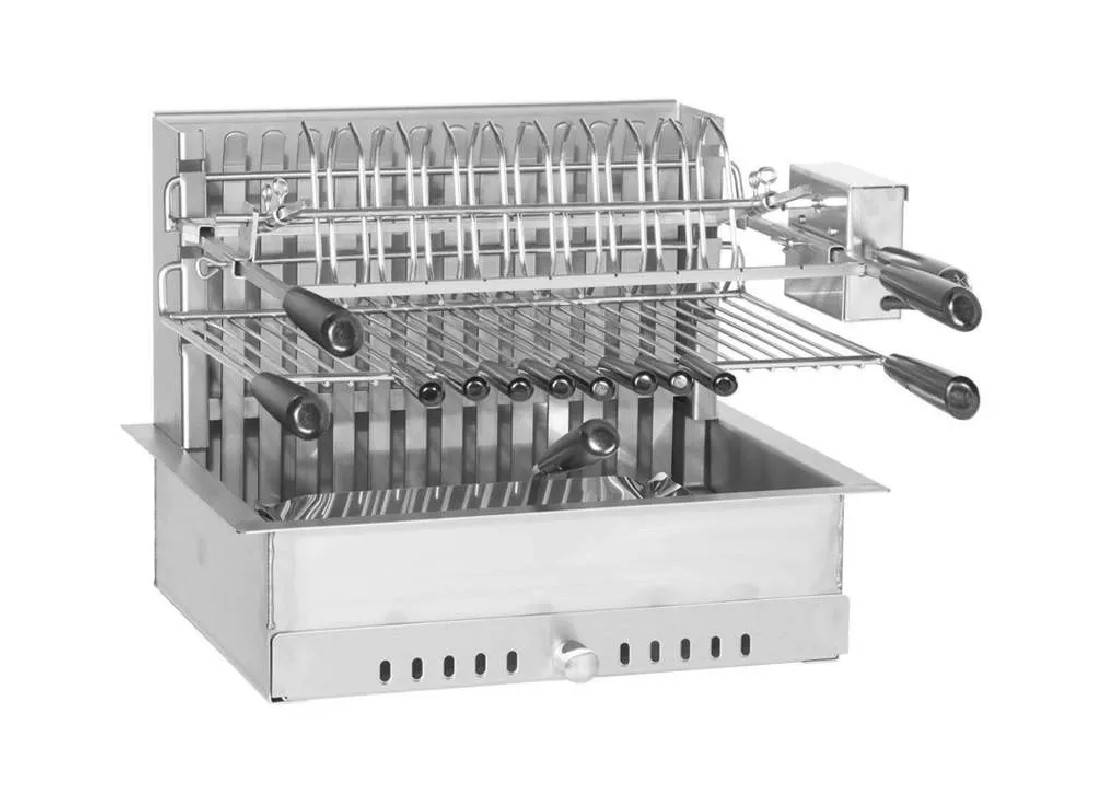 Edelstahl-Einbaugrill 61cm mit elektrischem Drehspieß