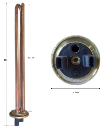 Calentador de inmersión 1500W 30cm con brida