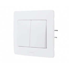 Double switch, diameter 2 cm, 10A 250V, white - DEBFLEX - Référence fabricant : 739150