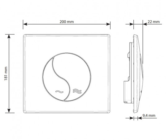 Piastra YIN YANG, cromo opaco