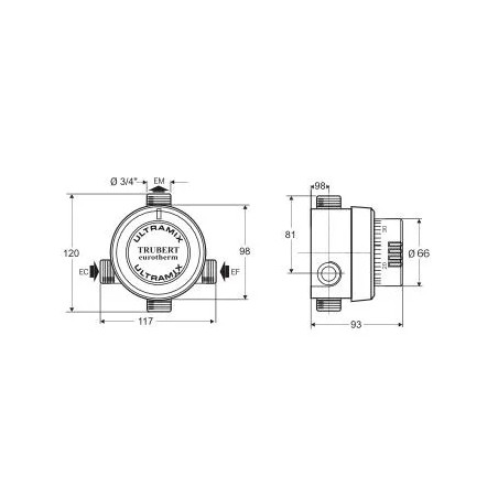  Eurotherm collective thermostatic mixing valve - 20x27 - 1 to 7 showers