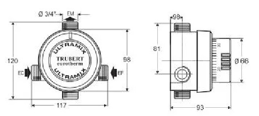  Eurotherm Thermostat-Kollektivmischer - 26x34 - 1 bis 15 Dusche