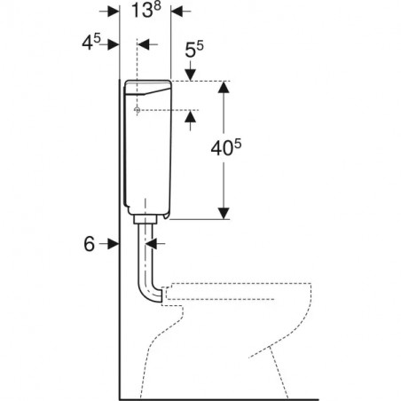 1-button interruptable low flush with flush elbow