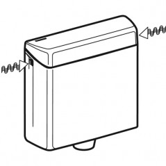 9/6 litre high flush with pneumatic release in front of the partition