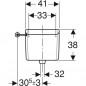 9/6 litre high flush with pneumatic release in front of the partition