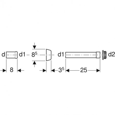 Liaison droite pour cuvette avec ligature