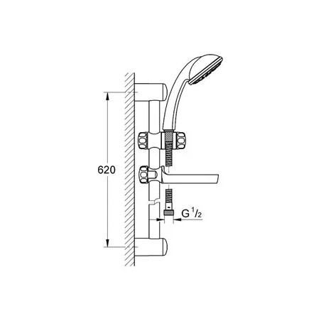 Barre de douche Tempesta mono + porte savon