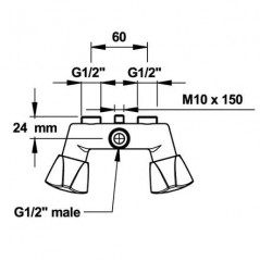 Duscharmatur, Achsabstand 6cm