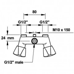 Miscelatore per doccia, interasse 8cm