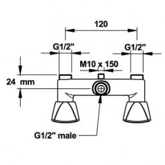 Duscharmatur, Achsabstand 12cm