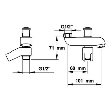 Bath and shower spout with hand shower holder for mixer