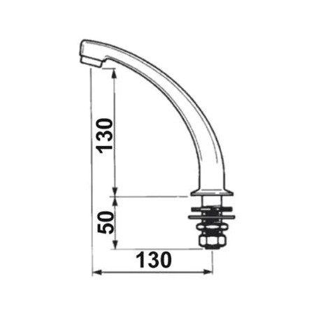 Spout on fixed platform 130mm