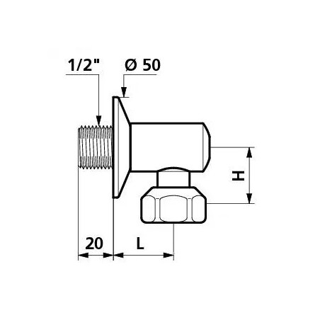 Angle fitting with stop MF15x21