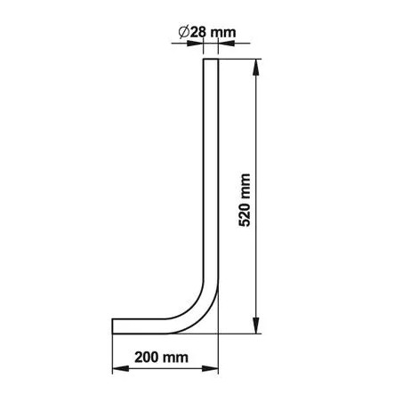 Flush pipe bent D28 chromed brass for Presto 1000