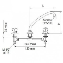 Miscelatore per lavello a 3 fori CDC 200