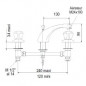 3-hole basin mixer with fixed spout, with pop-up waste, distance between centres 12 to 24cm