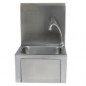 Stainless steel washbasin with backsplash complete with pushbutton