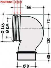 90 degree WC elbow Male diameter 100 eccentric