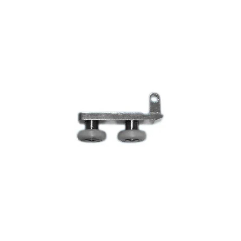 Double wheel on aluminium support, distance between centres 24mm L.43mm