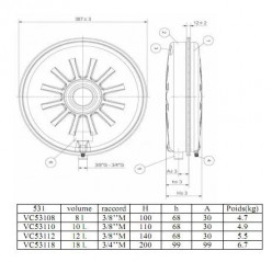 Flache runde Vase D.38 10L