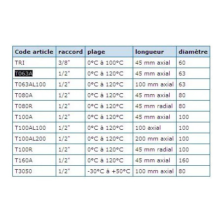 Axial immersion thermometer