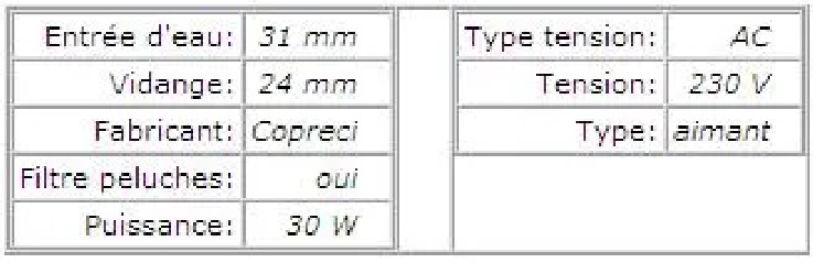 Pompe de vidange copreci EBS 2556 0808 pour Balay