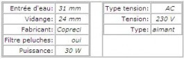 Pompe de vidange copreci EBS 2556 0808 pour Balay