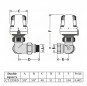 Robinet thermostatique, corps double équerre droite Caleffi, 12x17 (3/8")