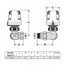 Corpo termostatico doppio angolo D o G 12x17 sinistra