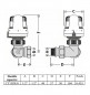 Robinet thermostatique, corps double équerre gauche Caleffi, 15x21 (1/2")