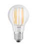 Ampoule LED verre transparent standard E27, 11W, blanc chaud.