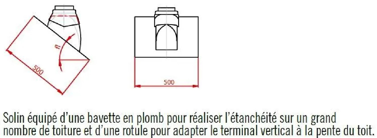 T.E.N. Pieza de impermeabilización de techo - plomoSOLIN25 a 45 marrón anaranjad