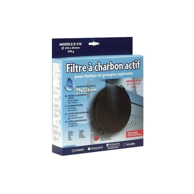 Filtre à charbon pour hotte INDESIT diamètre .210 mm modèle B210