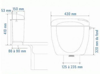 Réservoir de chasse WC apparent attenant Rondo, double volume blanc