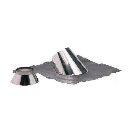 Stainless steel flashing 30° to 45° with collar D.153