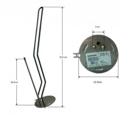 Résistance thermoplongeuse RHONELEC (sans anode, ni joint), 2400W diamètre 125 horizontal 150/200L nouveau modèle