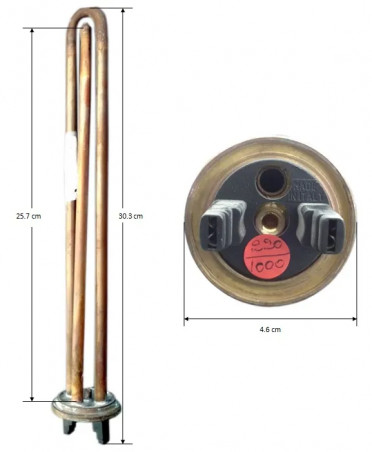 Tauchheizkörper mit rundem Flansch 1000W - 30 cm