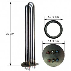 Three-phase immersion heater, all current 5000W - 230/400V (Curved flange)