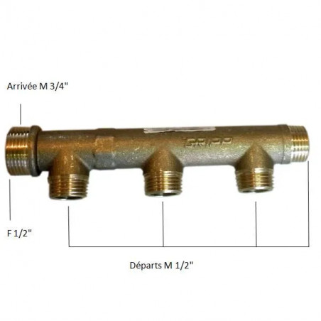 Sanitary feeder 4 outlets inlet Male 20x27 or Female 15x21